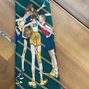 Vintage Norman Rockwell basketball green tie